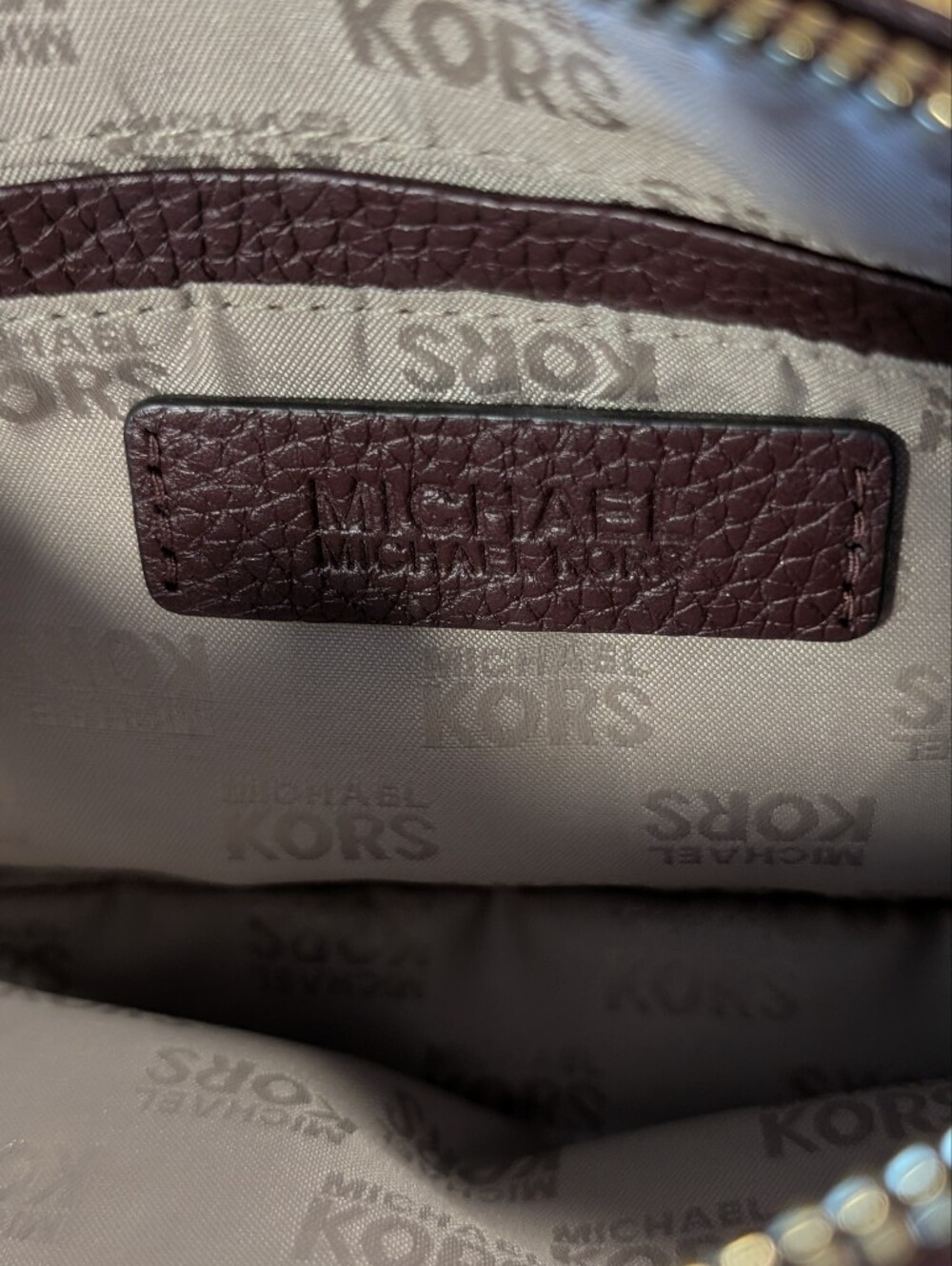 Michael Kors Fulton Burgundy Pebbled Leather Zip Pouch Clutch Wristlet Bag - Picture 10 of 10